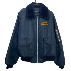 David Peyser Jacket Mens Size XL Blue Vintage US Navel Academy Bomber